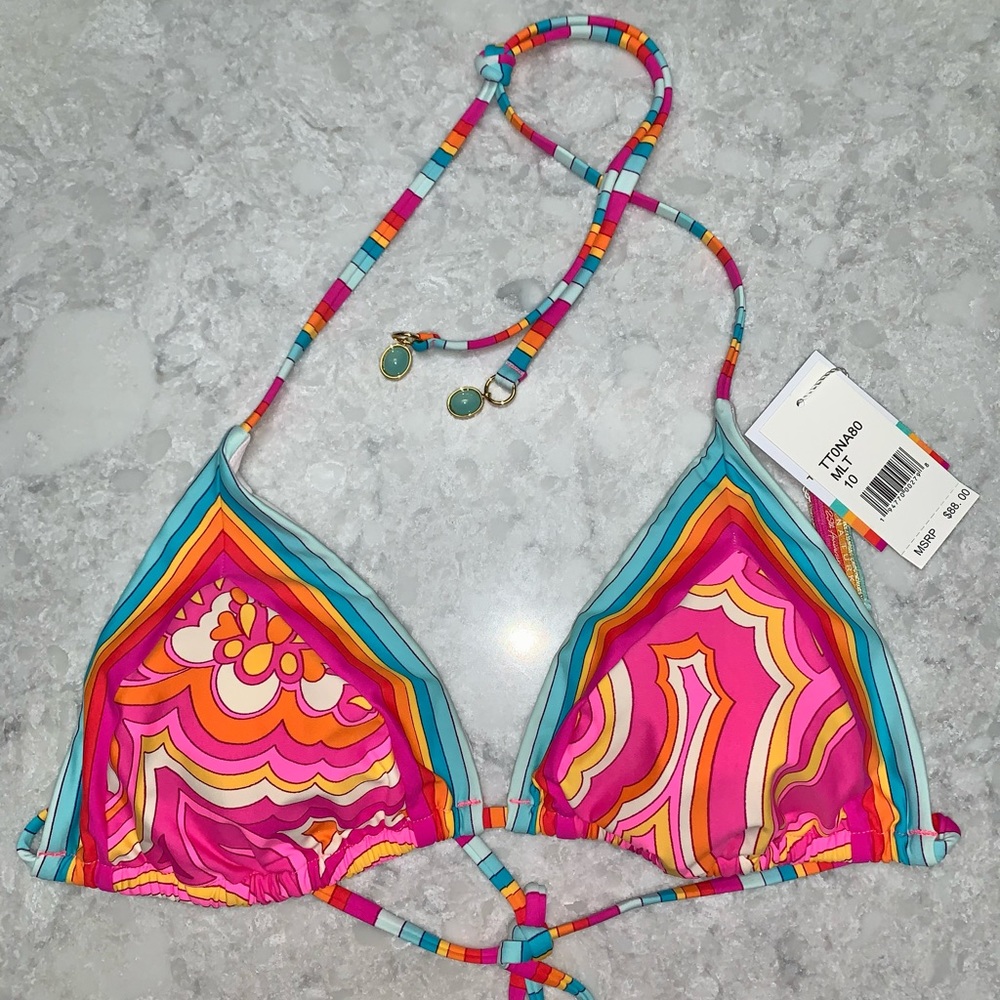 NEW Trina Turk morning sunrise 10 pink bikini top